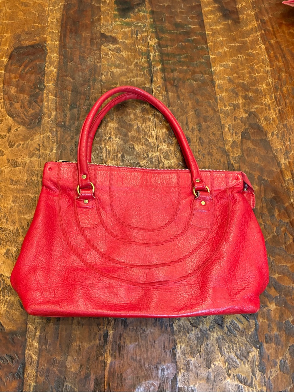 Vintage Classic Red Leather Handbag for Women